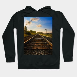 Sunrise Reflections: Finding Direction Along Life's Tracks V1 Hoodie